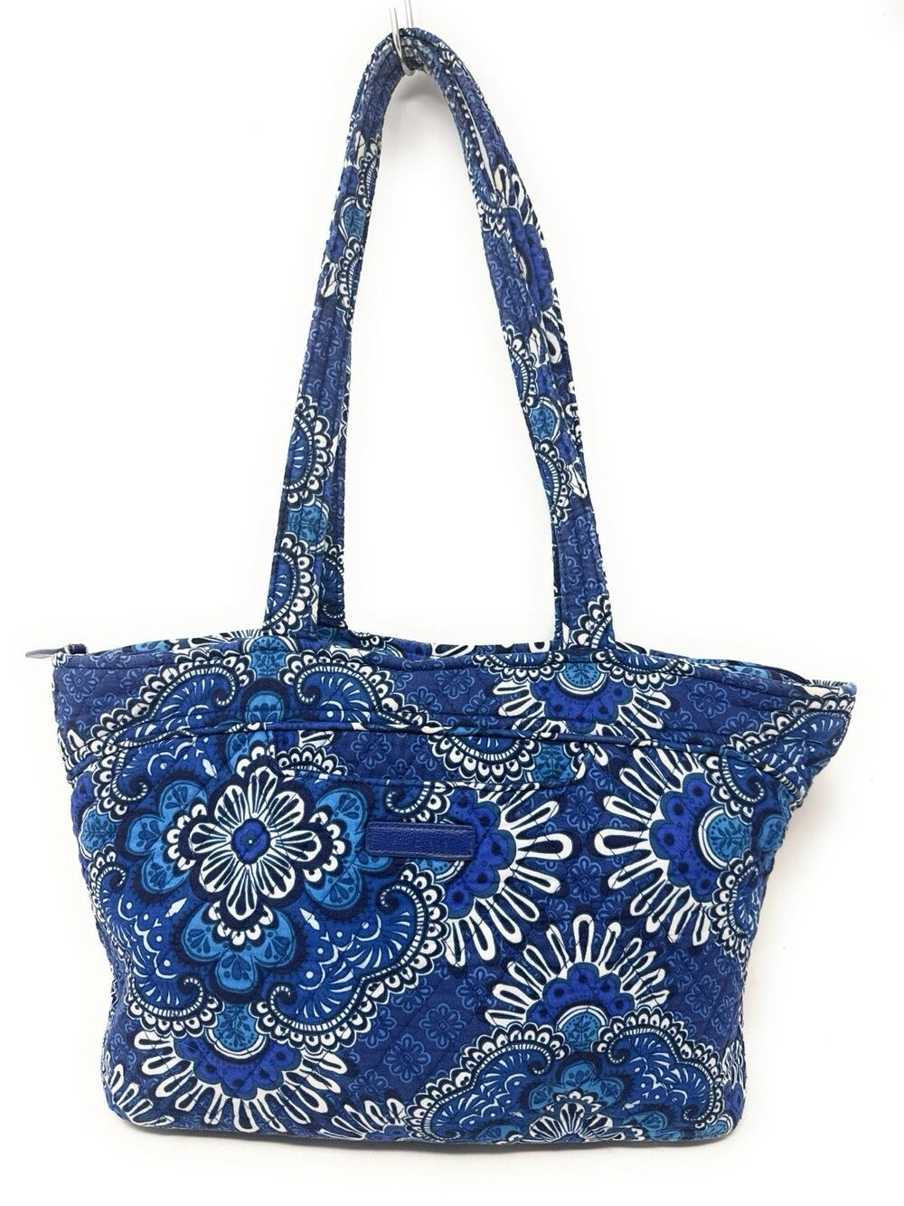 Vera Bradley Quilted Shoulder Bag Blue Tapestry Medallion Double Handle Purse